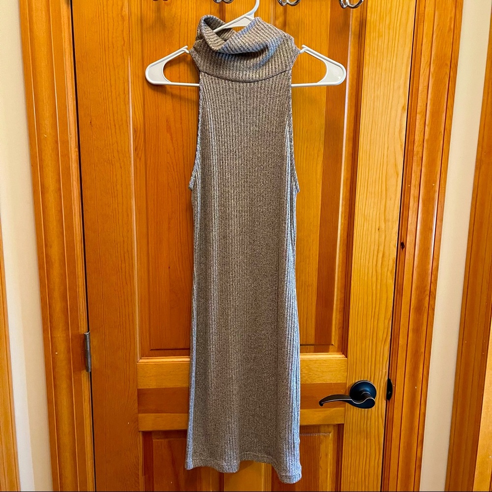 Topshop Grey Knit Turtleneck Bodycon Dress Size 6